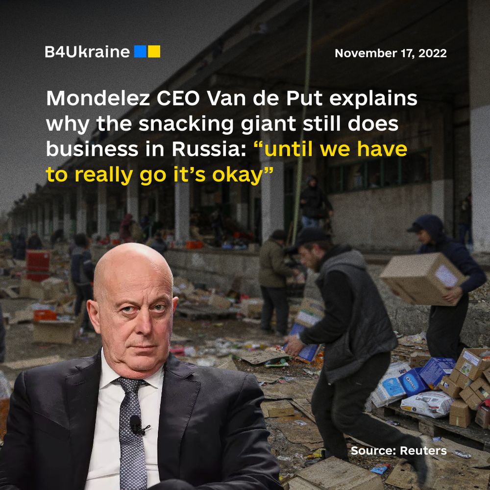 Mondelez CEO Van de Put explains why the snacking giant still does business in Russia: “until we have to really go it’s okay”